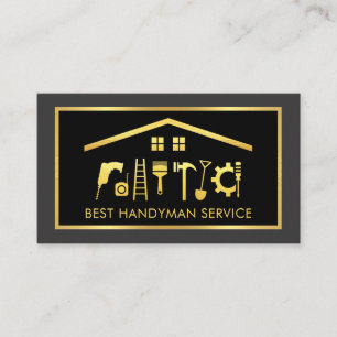 Elegant Gold Handyman Tools Frame Business Card