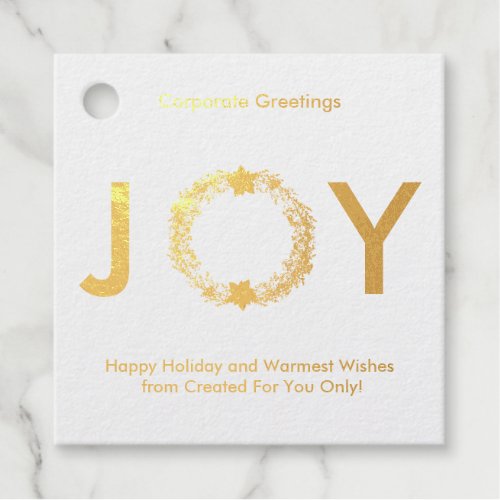 Elegant Gold Happy Holiday Corporate Real Foil Favor Tags