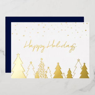 Elegant Gold Happy Holidays Company Foil Card