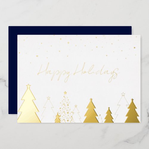 Elegant Gold Happy Holidays Company Foil Card