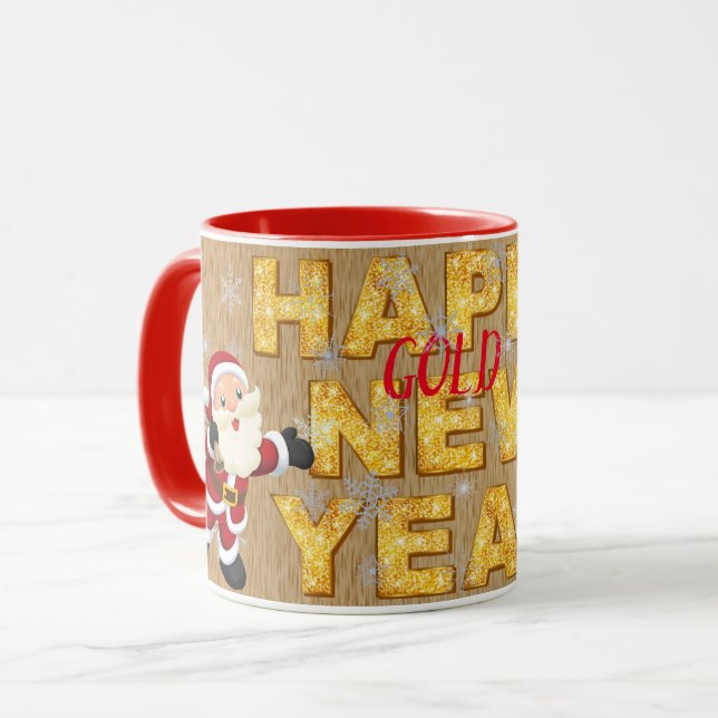 Elegant Gold Happy Holidays Mug (Front Left)