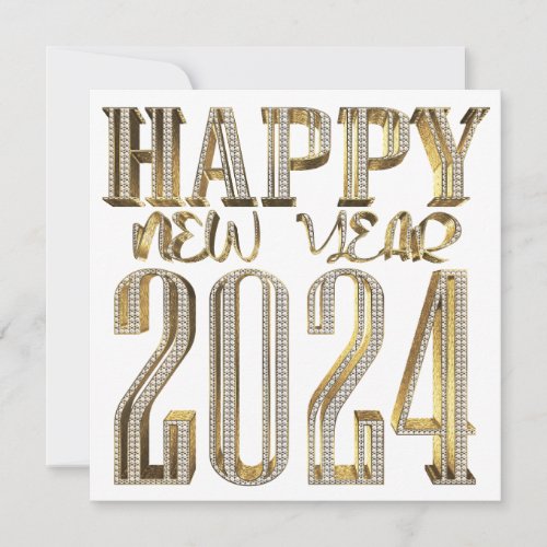 Elegant Gold Happy New Year 2024 Holiday Card