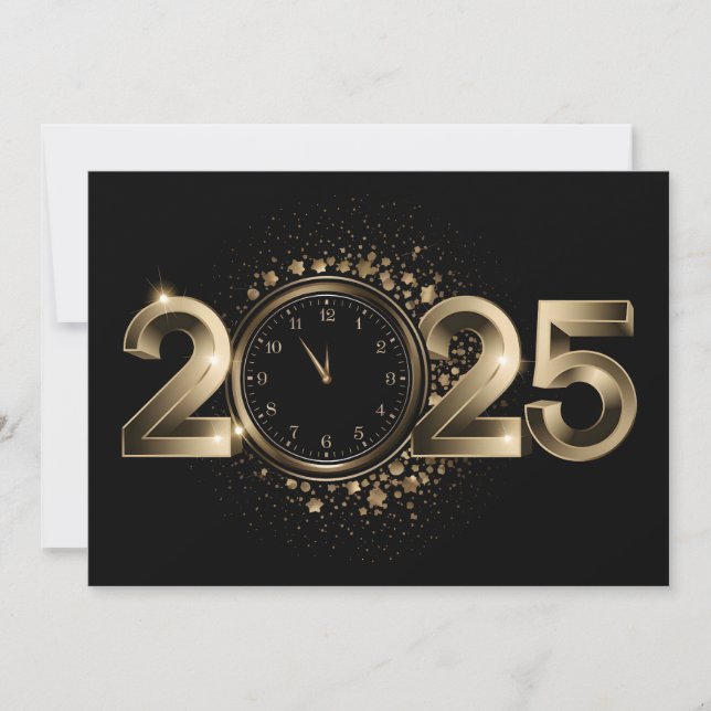elegant gold Happy New Year 2025 Holiday Card (Front)
