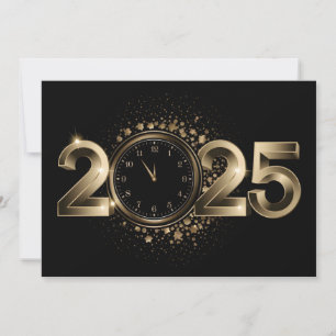 elegant gold Happy New Year 2025 Holiday Card
