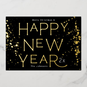 Elegant Gold HAPPY NEW YEAR 2027 Foil Holiday Card