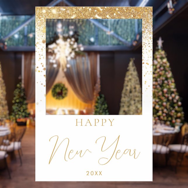 Elegant Gold Happy New Year Photo Booth Frame Foam Board (Creator Uploaded)