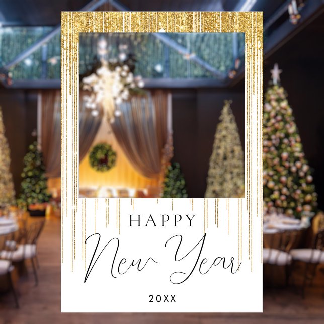 Elegant Gold Happy New Year Photo Booth Frame Foam Board (Creator Uploaded)