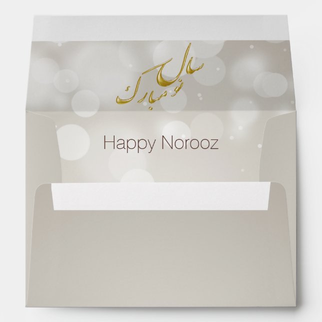 Elegant Gold Happy Norooz Persian New Year Envelope (Back (Bottom))