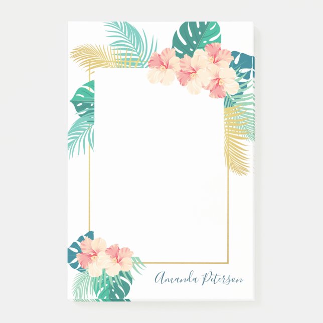 Elegant Gold Hawaiian Hibiscus Notes (Front)