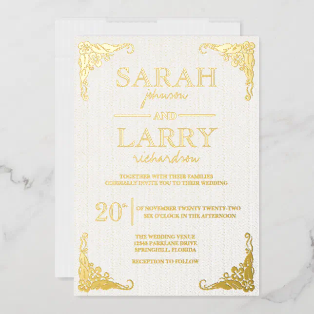 Elegant Gold Hawaiian Traditional Wedding Foil Invitation 