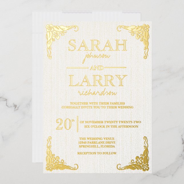 Elegant Gold Hawaiian Traditional Wedding  Foil Invitation (Envelope)