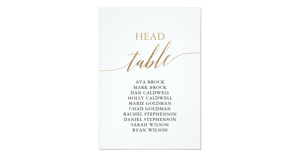 Elegant Gold Head Table Seating Chart Invitation Zazzle Com