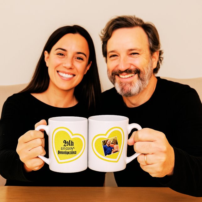 Elegant Gold Heart 25th Wedding Anniversary Gift  Coffee Mug Set (Creator Uploaded)