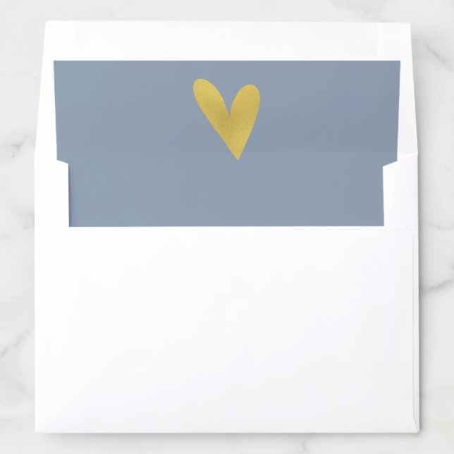 Elegant Gold Heart | Blue Envelope Liner (In Envelope)