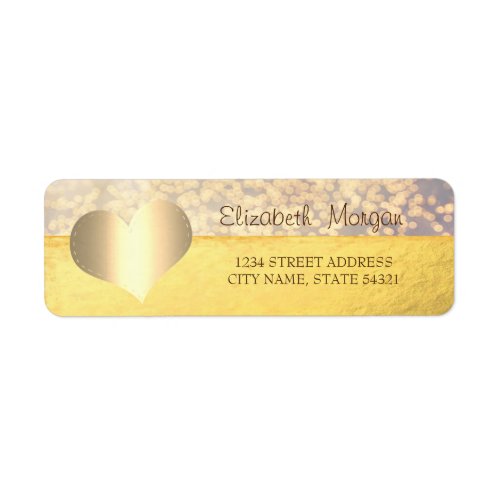 ElegantGold HeartBokeh Address Label