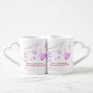 Elegant Gold Heart Love Art Coffee Mug Set