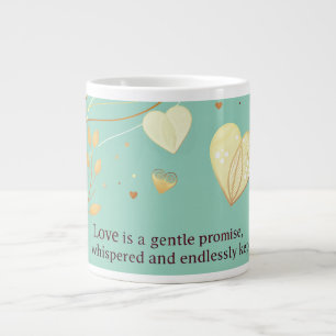 Elegant Gold Heart Love Art Giant Coffee Mug