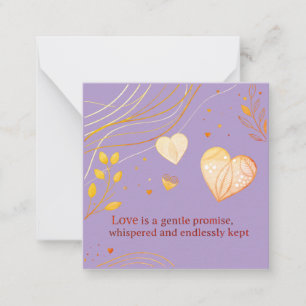 Elegant Gold Heart Love Art Note Card