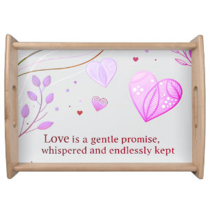 Elegant Gold Heart Love Art Serving Tray