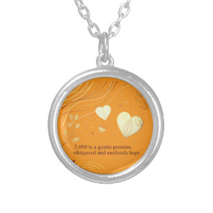 Elegant Gold Heart Love Art Silver Plated Necklace