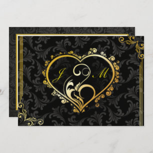 Elegant Gold Heart Monogram Bachelorette Party Invitation