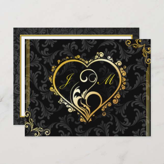 Elegant Gold Heart Monogram Maid Of Honor Card (Front/Back)