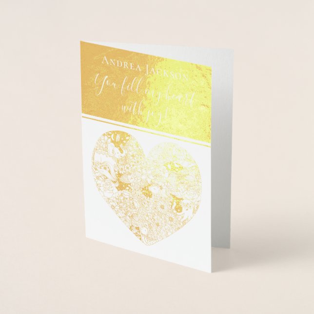 Elegant Gold Heart Quote about Love Valentine's Foil Card (Front)