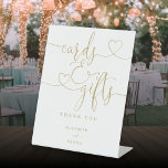 Elegant Gold Heart Script Cards And Gifts Pedestal Sign<br><div class="desc">This elegant gold heart script cards and gifts sign is perfect for all celebrations. Designed by Thisisnotme©</div>