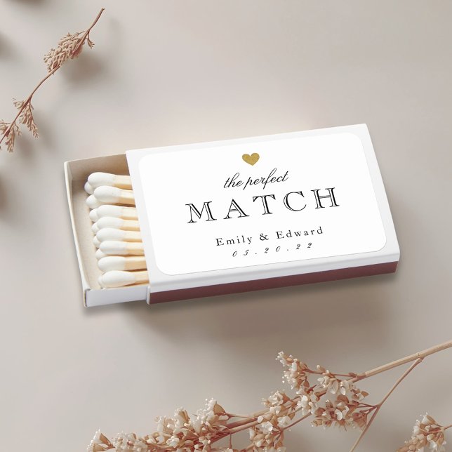 Elegant Gold Heart The Perfect Match Wedding Favor (Creator Uploaded)