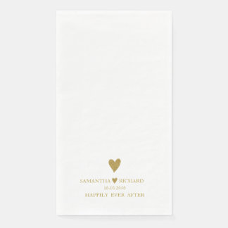 Elegant Gold Heart Wedding Happily Ever After Paper Guest Towels