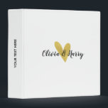 Elegant Gold Heart | Wedding Photo Album 3 Ring Binder<br><div class="desc">Personalize this elegant gold faux foil heart wedding photo album. A beautiful simple design on a classic white background. Easily add your custom details.</div>