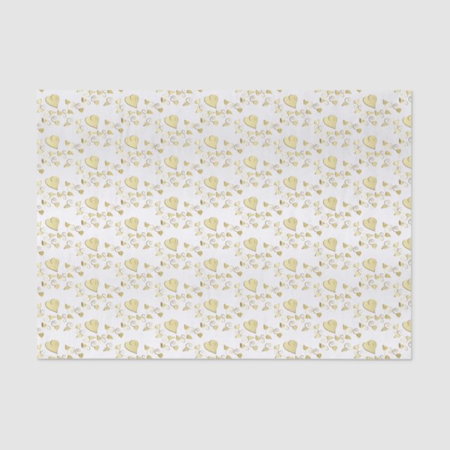 Elegant Gold Hearts Design Pattern Tissue Paper (Front)