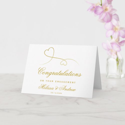 Elegant Gold Hearts  Engagement Congratulations  Card