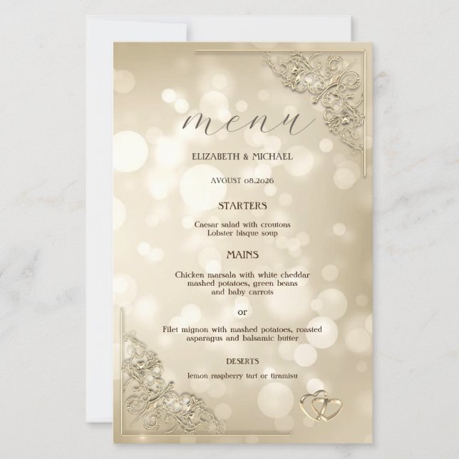 Elegant Gold Hearts Frame Bokeh (Front)