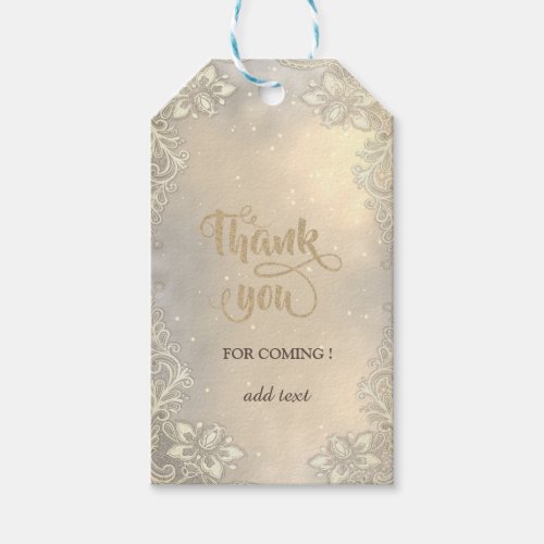 Elegant Gold Hearts Lace Thank You Gift Tags