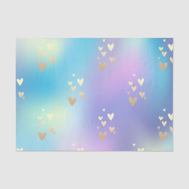 Elegant Gold Hearts Ombre Colorful  Tissue Paper (Front)