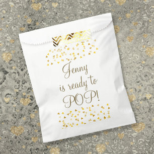 Elegant Gold Hearts Ready to Pop Baby Shower Favor Bag