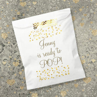 Elegant Gold Hearts Ready to Pop Baby Shower Favor Bag