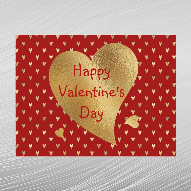 Elegant Gold Hearts Red Valentine Holiday Postcard (Creator Uploaded)