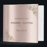 Elegant Gold Hearts Rose Gold 3 Ring Binder<br><div class="desc">Elegant gold wedding planner.</div>