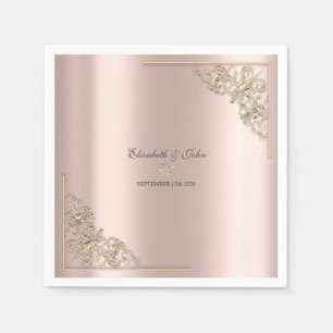 Elegant Gold Hearts Rose Gold Wedding  Napkins