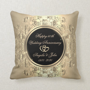 Elegant Gold Hearts Swirls50th Wedding Anniversary Throw Pillow