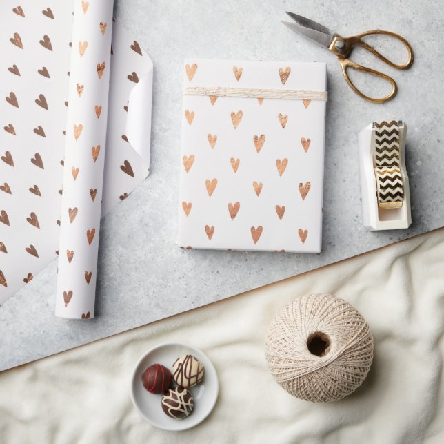 Elegant Gold Hearts Valentine's Day Wrapping Paper (Crafts)
