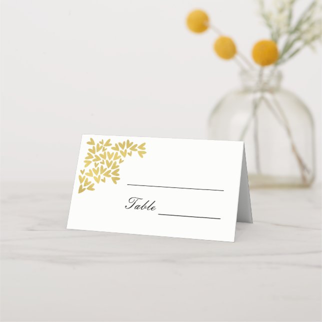 Elegant Gold Hearts | Wedding Place Cards (Front)
