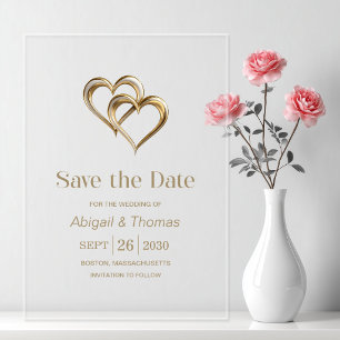 Elegant Gold Hearts Wedding Save the Date