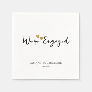 Elegant Gold Hearts Were Engaged Engagement Party Napkins