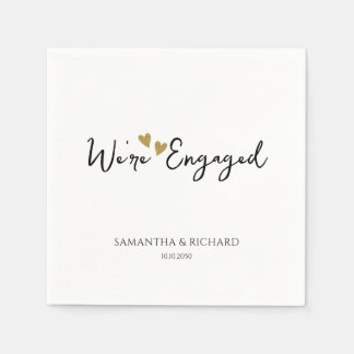 Elegant Gold Hearts Were Engaged Engagement Party Napkins