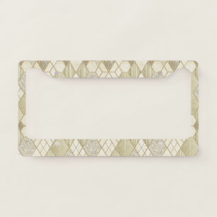 Elegant Gold Hexagon Geometric Pattern - Marble 4 License Plate Frame