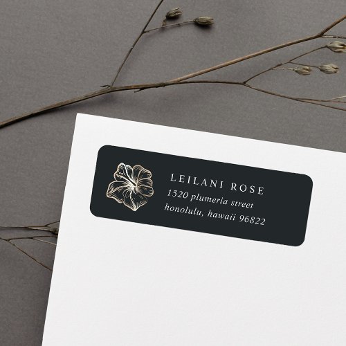 Elegant Gold Hibiscus Flower Return Address Label