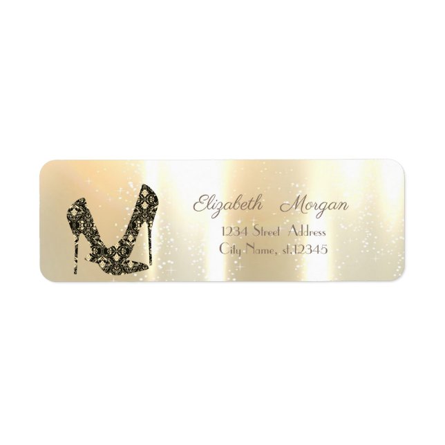 Elegant, Gold ,High Heels Label (Front)